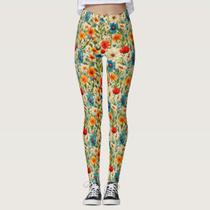 Colorful Wildflower Pattern Leggings