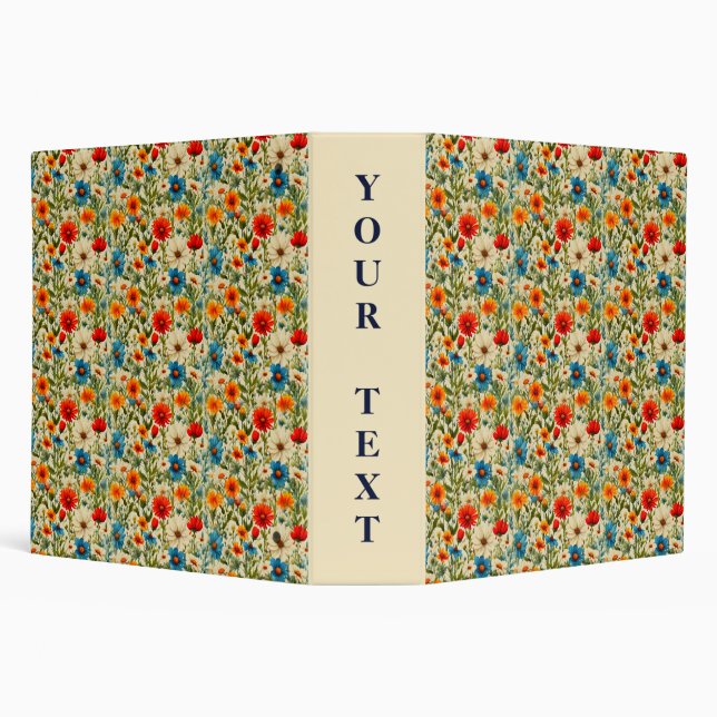 Colorful Wildflower Pattern Style #1 3 Ring Binder (Background)