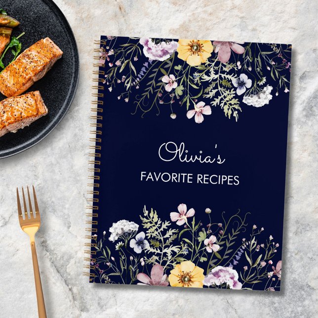 Colorful Wildflower Personalized Recipe Book (In situ)