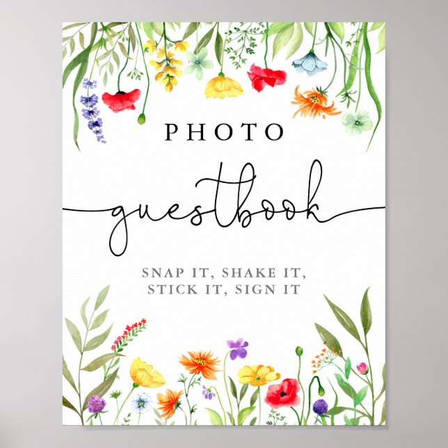Colorful Wildflower photo guestbook sign (Front)