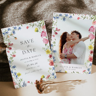 Colorful Wildflower Photo Save the Date Card