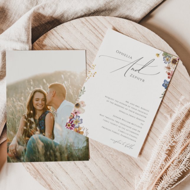 Colorful Wildflower | Photo Traditional Wedding Invitation (Creator Uploaded)