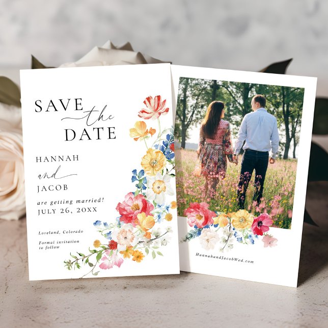 Colorful Wildflower Photo Wedding Save The Date (Creator Uploaded)