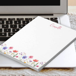 Colorful Wildflower Pretty Floral Personalized Notepad