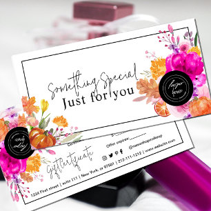 Colorful Wildflower Pumpkin Gift Certificate