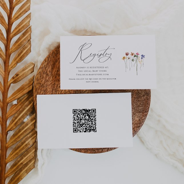 Colorful Wildflower QR code Baby Registry  Enclosure Card (Creator Uploaded)