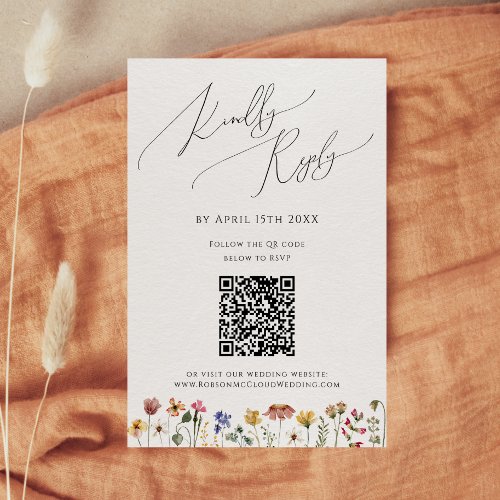 Colorful Wildflower  QR Code RSVP Card