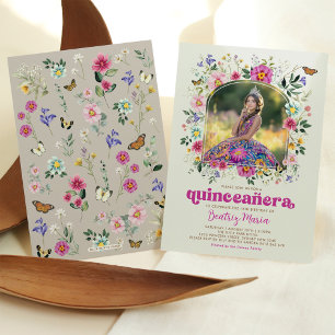 Colorful Wildflower Quinceañera 15th Birthday Invitation