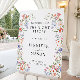 Colorful Wildflower Rehearsal Dinner Welcome Sign