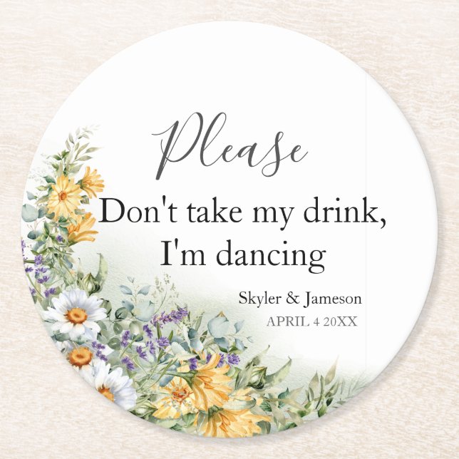 Colorful Wildflower Round Paper Coaster (Front)