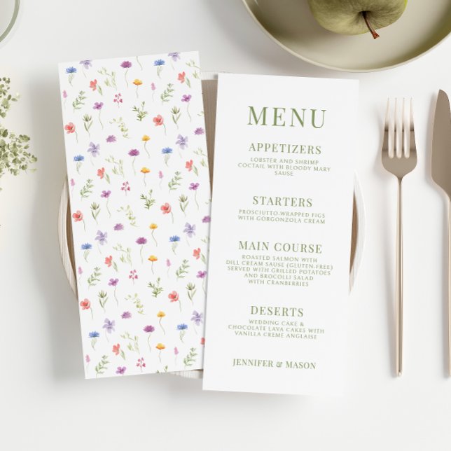 Colorful wildflower rustic wedding menu (Creator Uploaded)