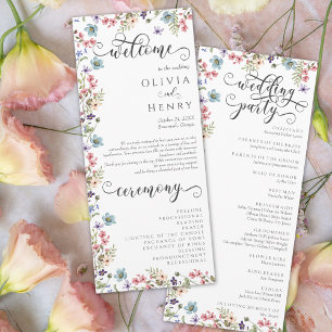 Colorful Wildflower Rustic Wedding Program