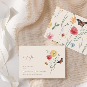 Colorful Wildflower Rustic Wedding RSVP Card
