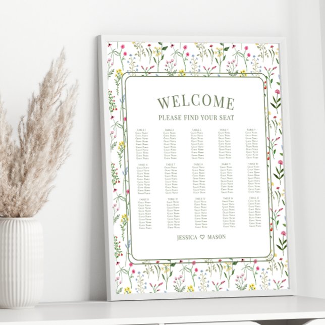 Colorful wildflower rustic wedding seating chart (Creator Uploaded)