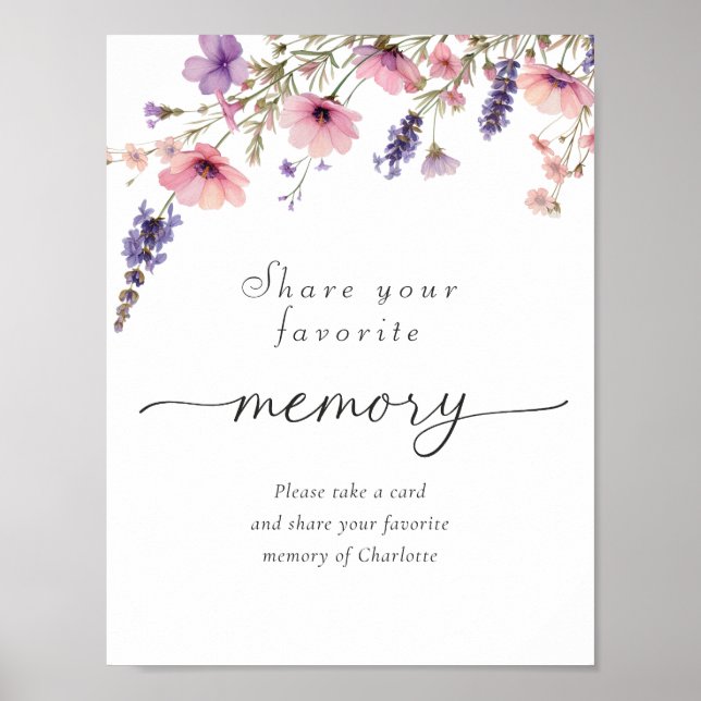 Colorful Wildflower "Share your favorite memory" Poster (Front)