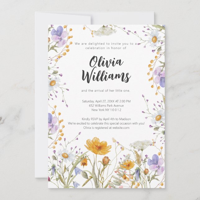 Colorful wildflower spring floral Baby Shower  Invitation (Front)