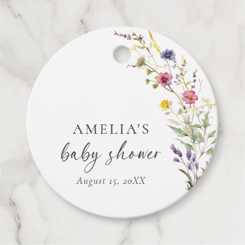 Colorful Wildflower Spring Floral Girl Baby Shower Favor Tags