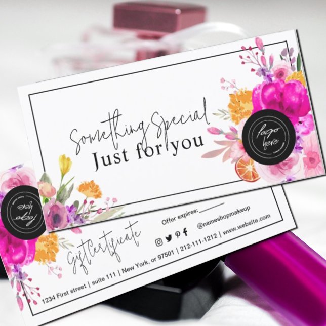 Colorful Wildflower Spring Gift Certificate ( watercolor flowers in shades of pink and yellow in rustic garden greenery. #wildflowers#springbloom)