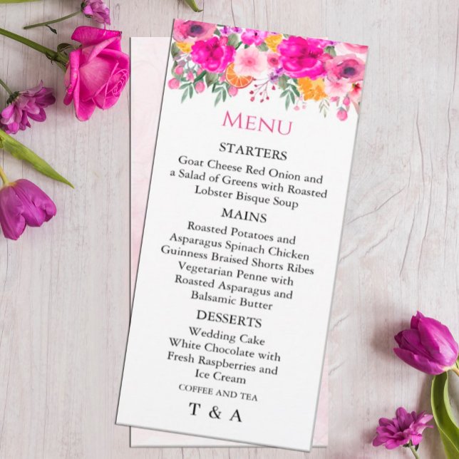 Colorful Wildflower Spring Menu Invitation (perfect for spring and summer #botanical  #elegant #boho #bohemian)