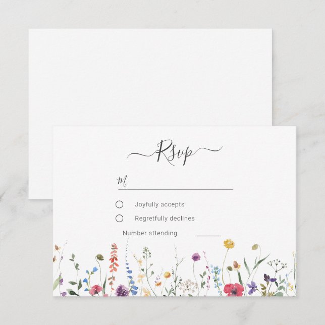 Colorful Wildflower Spring Summer Wedding RSVP Card (Front/Back)