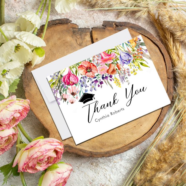 Colorful Wildflower Spring Thank You Card (Colorful Wildflower Spring Thank You Card #rusticgraduation #wildflowers #springbloom #summer)