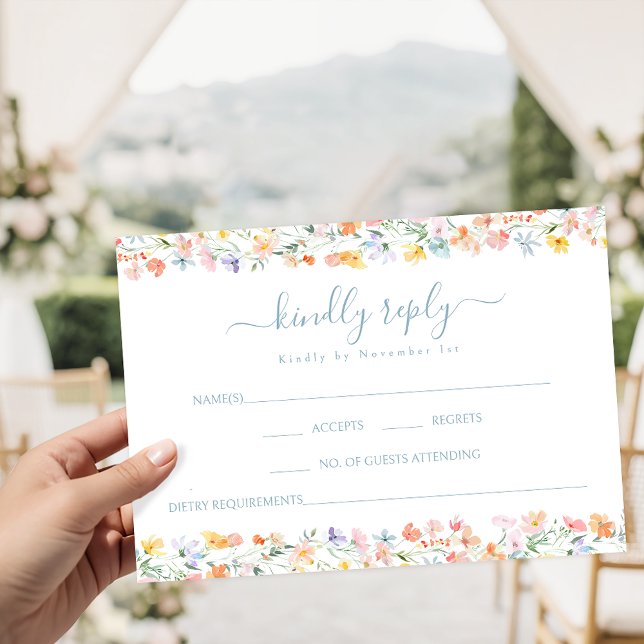 Colorful Wildflower Spring Wedding RSVP card (Creator Uploaded)