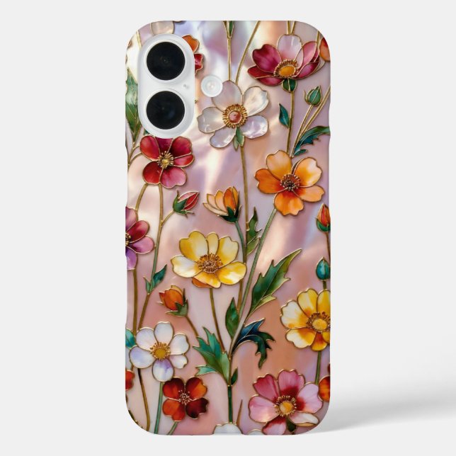 Colorful Wildflower Stained Glass Phone Case (Back)