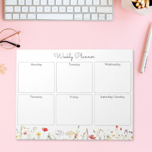 Colorful Wildflower Summer Floral weekly planner Notepad
