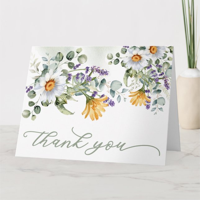 Colorful Wildflower Summer Spring Wedding Folded Thank You Card (Front)