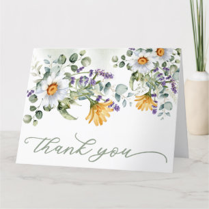 Colorful Wildflower Summer Spring Wedding Folded Thank You Card