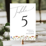 Colorful Wildflower | Table Number<br><div class="desc">This colorful wildflower | table number is perfect for your simple, whimsical boho rainbow summer wedding. The bright, enchanted pink, yellow, orange, and gold color florals give this product the feel of a minimalist elegant vintage hippie spring garden. The modern design is artsy and delicate, portraying a classic earthy meadow...</div>