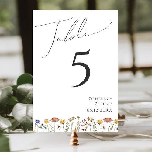 Colorful Wildflower  Table Number