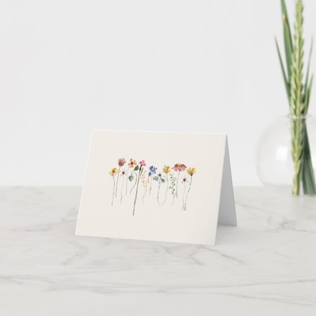 Colorful Wildflower Thank you Note Card (Front)