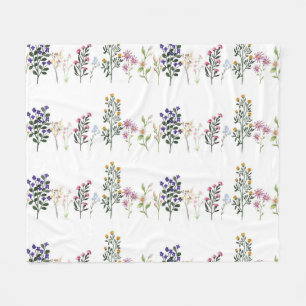 Colorful Wildflower Tropical Floral Botanical Fleece Blanket