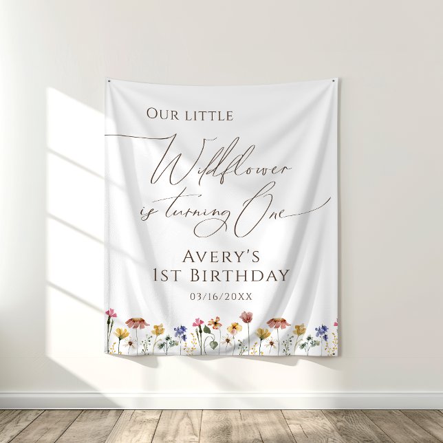Colorful Wildflower Turning One Birthday Backdrop (Creator Uploaded)