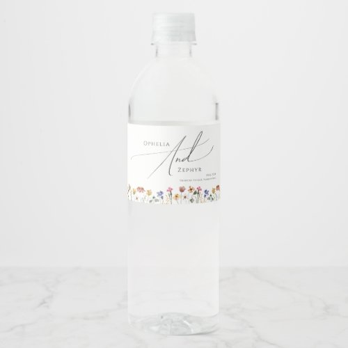 Colorful Wildflower   Water Bottle Label