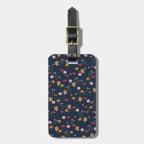 Colorful Wildflower Watercolor Blue Design Luggage Tag