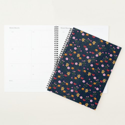 Colorful Wildflower Watercolor Blue Design Planner