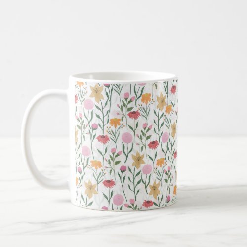 Colorful Wildflower Watercolor Design Coffee Mug