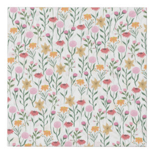 Colorful Wildflower Watercolor Design Faux Canvas Print