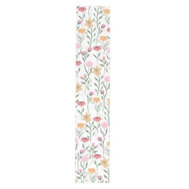 Colorful Wildflower Watercolor Design Medium Table Runner (Front)