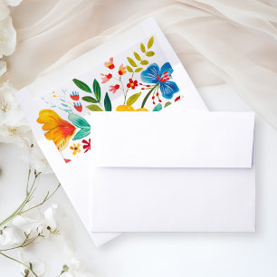 Colorful Wildflower Watercolor Floral Wedding Envelope Liner
