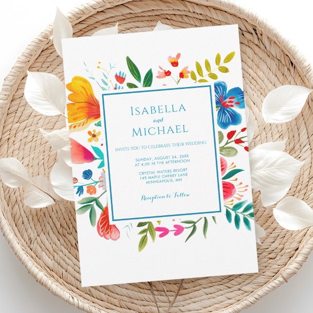 Colorful Wildflower Watercolor Wedding Invitation (Creator Uploaded)