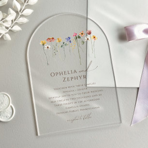 Colorful Wildflower Wedding  Acrylic Invitations