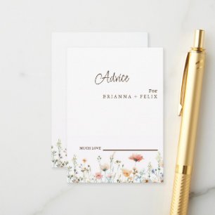 Colorful Wildflower Wedding Advice Card