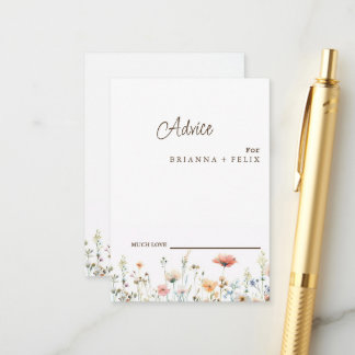 Colorful Wildflower Wedding Advice Card