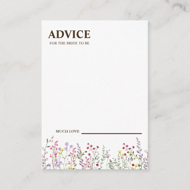 Colorful Wildflower Wedding Advice Card (Front)