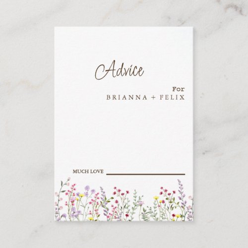 Colorful Wildflower Wedding Advice Card