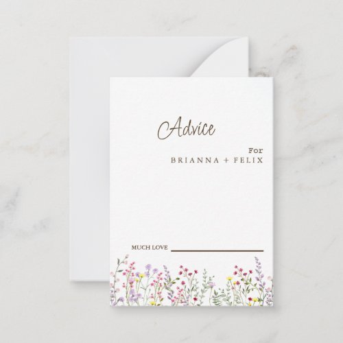 Colorful Wildflower Wedding Advice Card