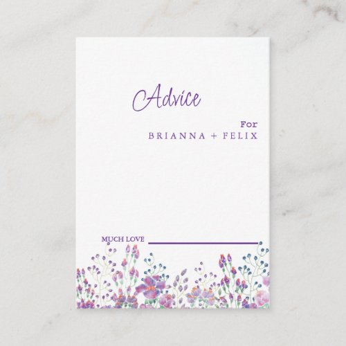 Colorful Wildflower Wedding Advice Card